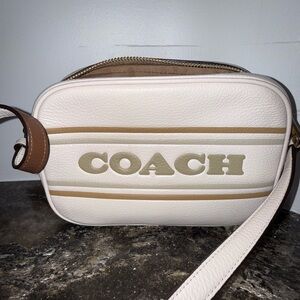 Coach Cream and Brown Shoulder Bag